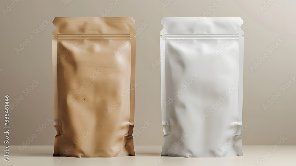 Canvas Prints Mockup of two product paper bags with ziplock on isolated background