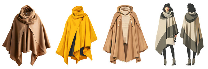 Stylish women wearing fashionable and cozy fall outfit on a transparent background, png.