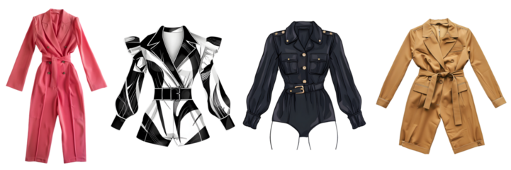 Stylish women outfit showcasing contemporary fashion design on a transparent background, png.