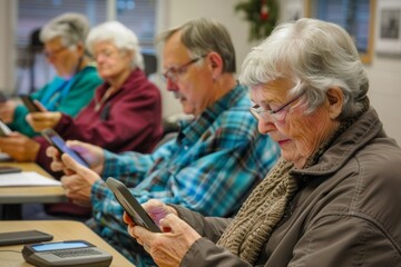 Seniors Engaging in Technology Workshop Learning to Use Smartphones and Computers