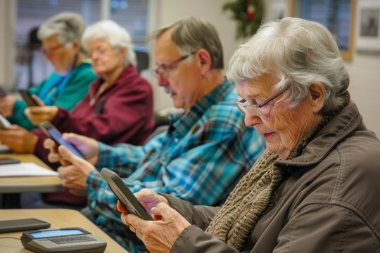 Seniors Engaging in Technology Workshop Learning to Use Smartphones and Computers