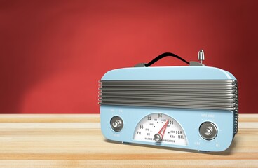 vintage radio Retro broadcast on the desk