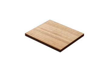 Wooden plywood slab isolated on a transparent background.