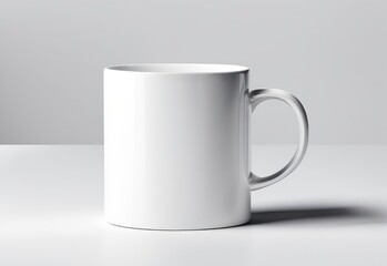 white glass mug mockup on white background