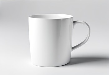 white glass mug mockup on white background