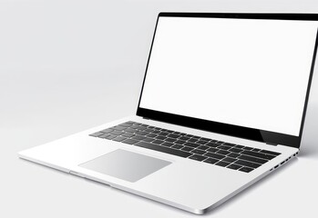 white screen laptop mockup isolated on white background.