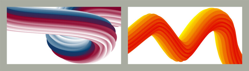 Abstract volumetric background. Cords. set of two illustrations. Toothpaste in a tube. Minimalism. Creative modern background. Cover design, wallpaper, background. eps vector.