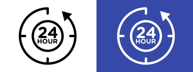 Obraz premium 24/7 Service Icon for Around-the-Clock Availability, Customer Support, and Timekeeping