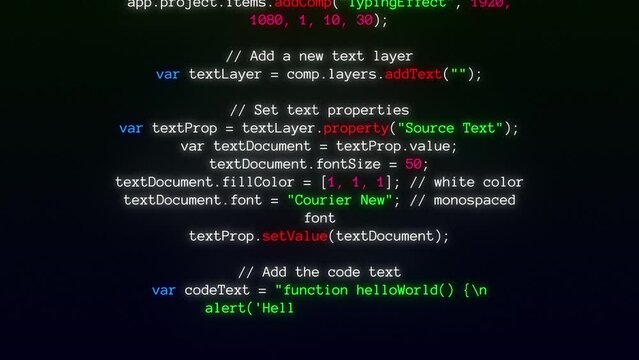 Programming Code Typing on Screen. Typing Code Animation. 4K