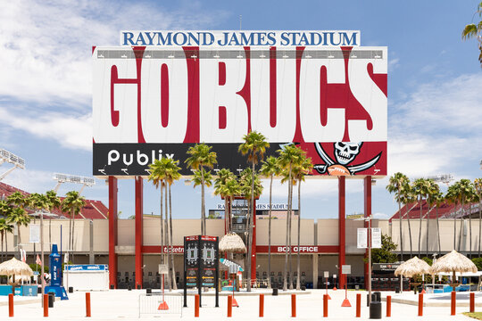 Tampa, FL, USA - May 29, 2024: Raymond James Stadium is home to the Tampa Bay Buccaneers and University of South Florida Bulls NCAA football team.