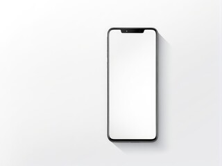 White screen smartphone mockup isolated on a white background.