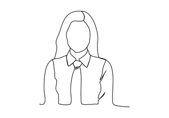 Woman in business suit. One line drawing vector illustration.