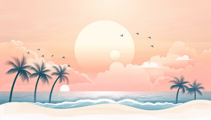 Fototapeta premium Sunset Beach Scene