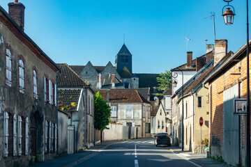 Obraz premium Driving in Champagne wine making region in Champagne, France. Streets, houses, road signes and places of destinations in summer