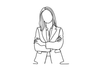 Woman in business suit. One line drawing vector illustration.