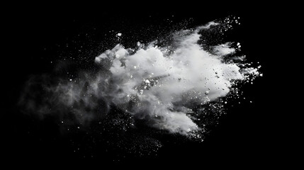 billowing white powder disperses into darkness, symbolizing transition and change. generative ai