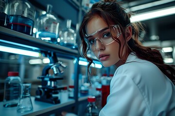 Fototapeta premium Safety Protocols and Protective Gear in Chemical Technician's Lab