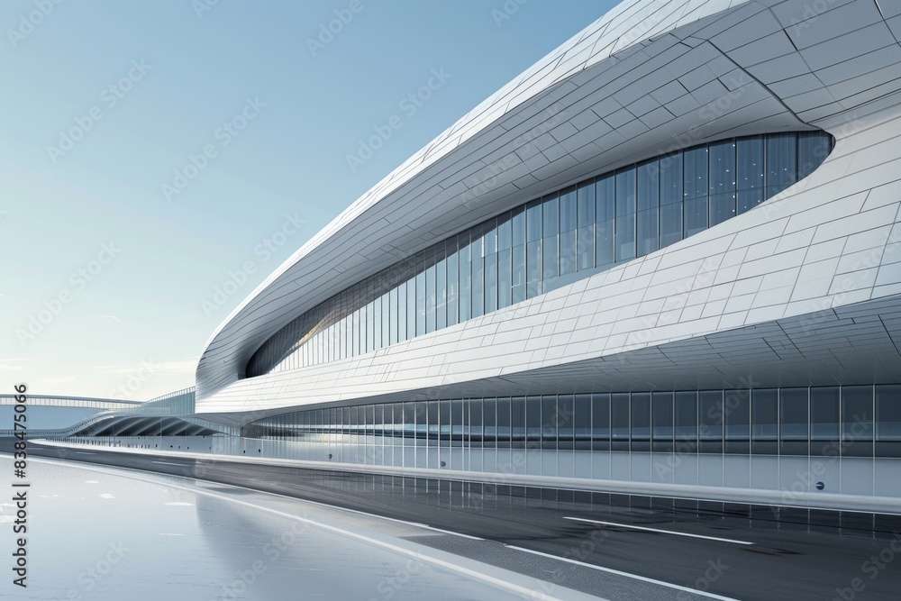 Aufkleber 3d render of olympic velodrome architecture featuring sleek design and engineering marvel