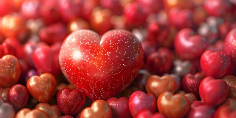 A red heart in a background full of red hearts