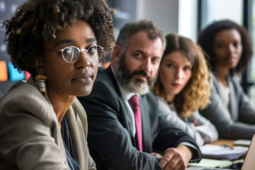 Obraz premium Diverse Group of Professionals Discussing Ideas in an Inclusive Business Meeting Setting