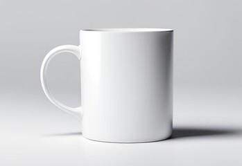 white glass mug mockup on white background