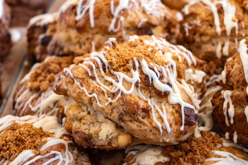 Scones - traditional British baked good, popular in the United Kingdom and Ireland, tea buns make with yeast with different toppings