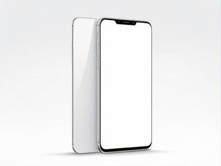 White screen smartphone mockup isolated on a white background.