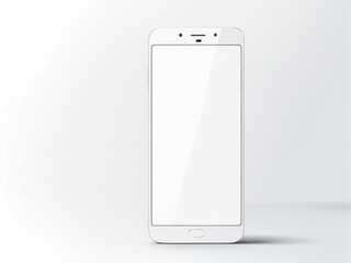 White screen smartphone mockup isolated on a white background.