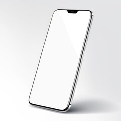 White screen smartphone mockup isolated on a white background.
