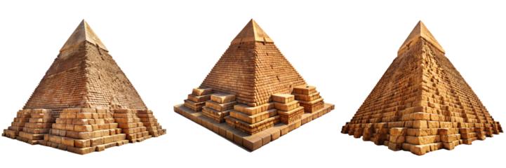 Ancient Egyptian pyramid highly detailed isolated on transparent background PNG file