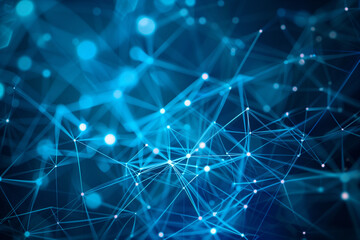 Abstract Network Connections with Blue-Toned Dots and Lines