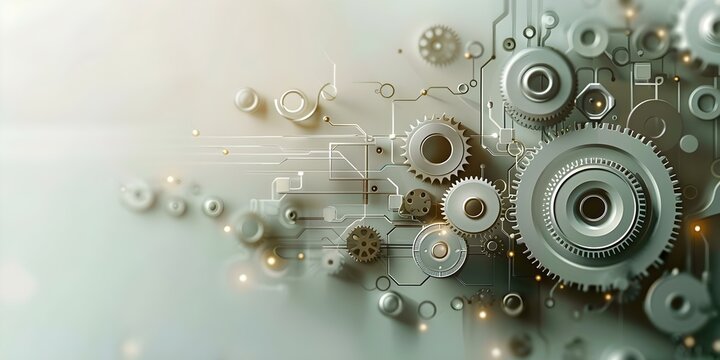 A mix of vintage technology elements like cogs and computer circuits. Concept Vintage Technology, Cogs, Computer Circuits, Steampunk Aesthetic, Industrial Design