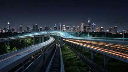 Fototapeta premium Highspeed train network interface visualizing the sea