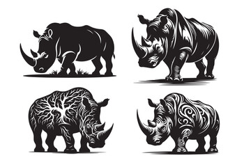 white rhino illustration