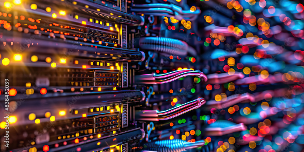 Poster the virtually endless: a seemingly infinite expanse of computer servers and network cables.