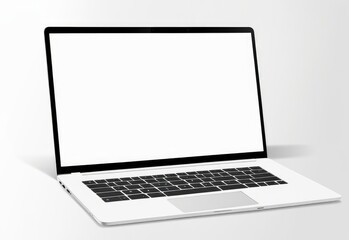 Fototapeta premium white screen laptop mockup isolated on white background.