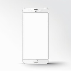 White screen smartphone mockup isolated on a white background.