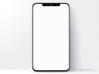 White screen smartphone mockup isolated on a white background.