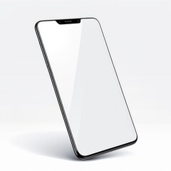 White screen smartphone mockup isolated on a white background.