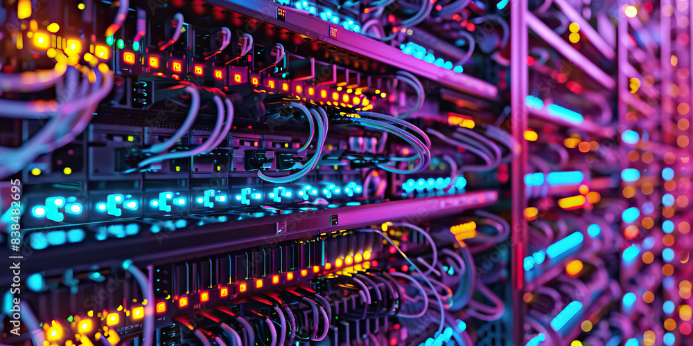 Poster the virtually endless: a seemingly infinite expanse of computer servers and network cables.