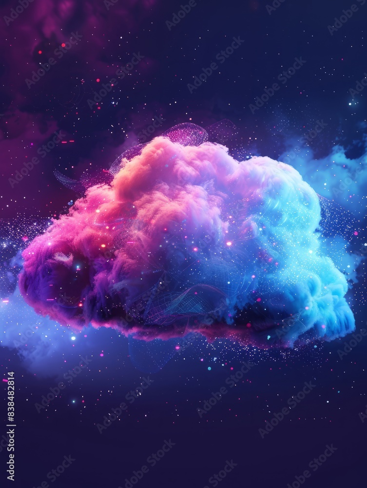 Poster cloud computing concept.abstract cloud connection transfer big data on internet futuristic digital t