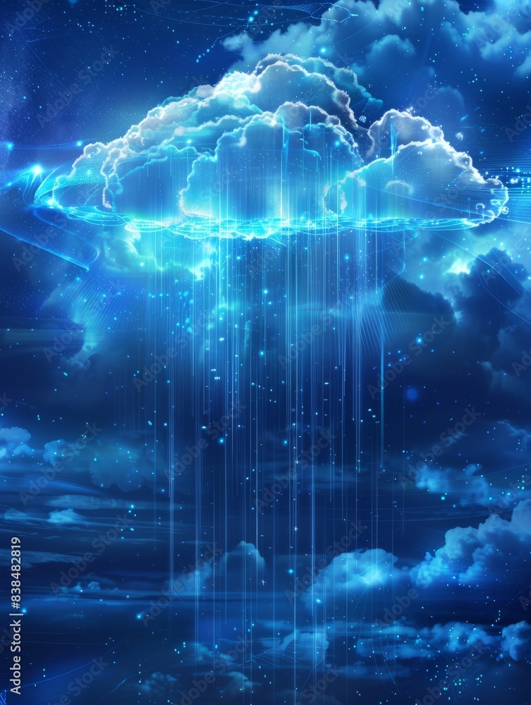 Poster cloud computing concept.abstract cloud connection transfer big data on internet futuristic digital t