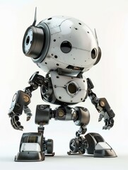 cute robot on white background for decorating the content of the project hyper realistic 