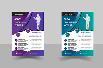 a bundle of 2 templates of different colors, a4 flyer template,Corporate business flyer template design set with red and white, abstract business flyer,creative flyer as well as editable design.
