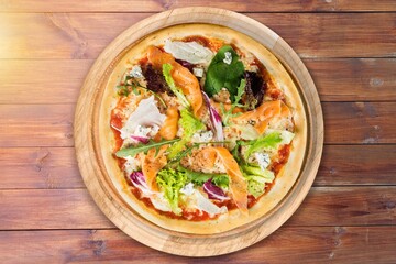 Pizza tasty italian dish with cheese and vegetables