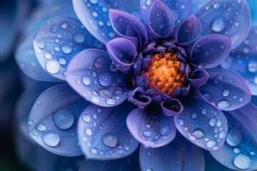 Close-up purple flower water droplets
