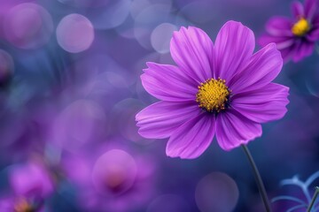 Obraz premium Purple flowers with yellow centers in a field of purple flowers