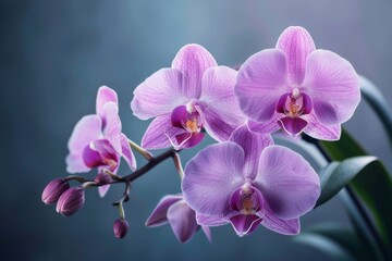 Purple flowers vase dark background