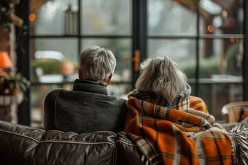 Fototapeta premium People seated on sofa gazing outside