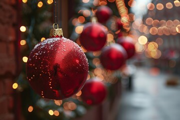 Multiple red spheres on tree